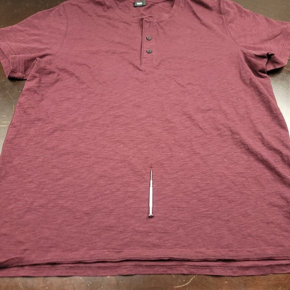 Vince Mens XXL Shirt Henley‎ Red Short Sleeve Casual Cotton 2XL - Issues - Picture 8 of 14